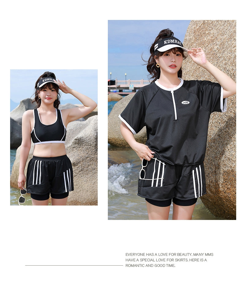 3-piece sporty swimsuit black – Lins