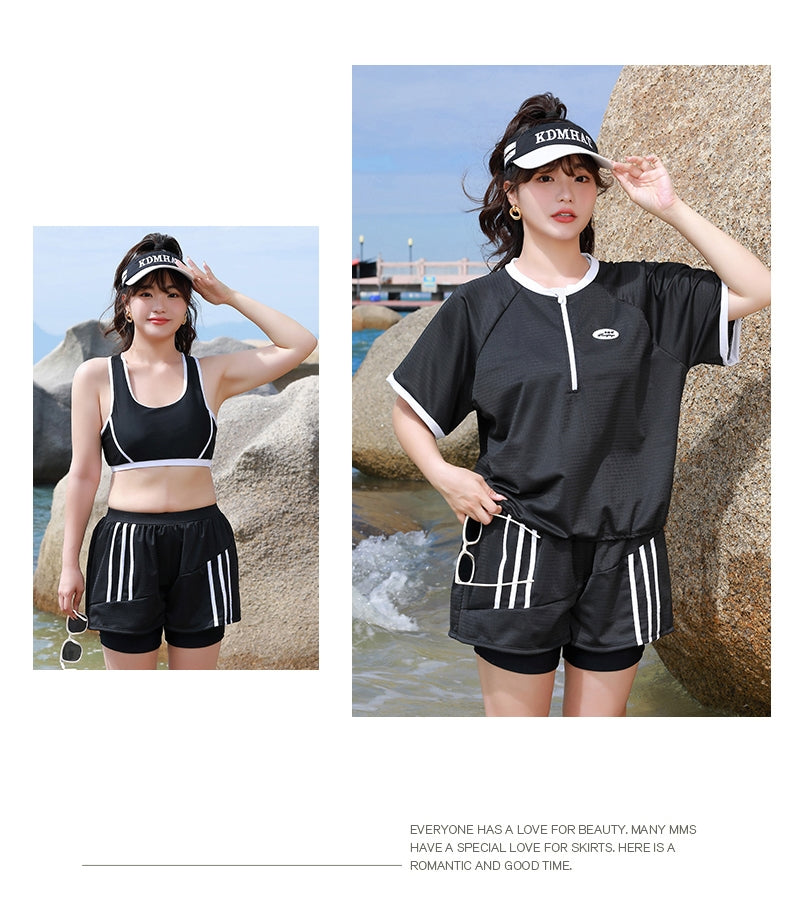 3-piece sporty holiday wear,swimsuit black