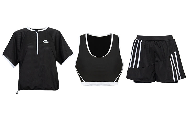 3-piece sporty holiday wear,swimsuit black