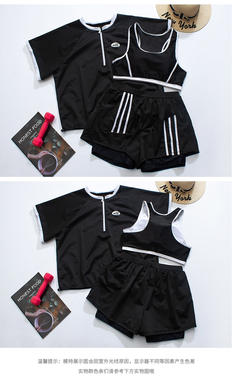 3-piece sporty holiday wear,swimsuit black