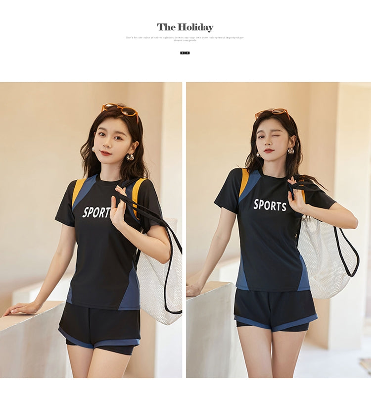 2-Piece holiday wear, Swimsuit, sport wear, black