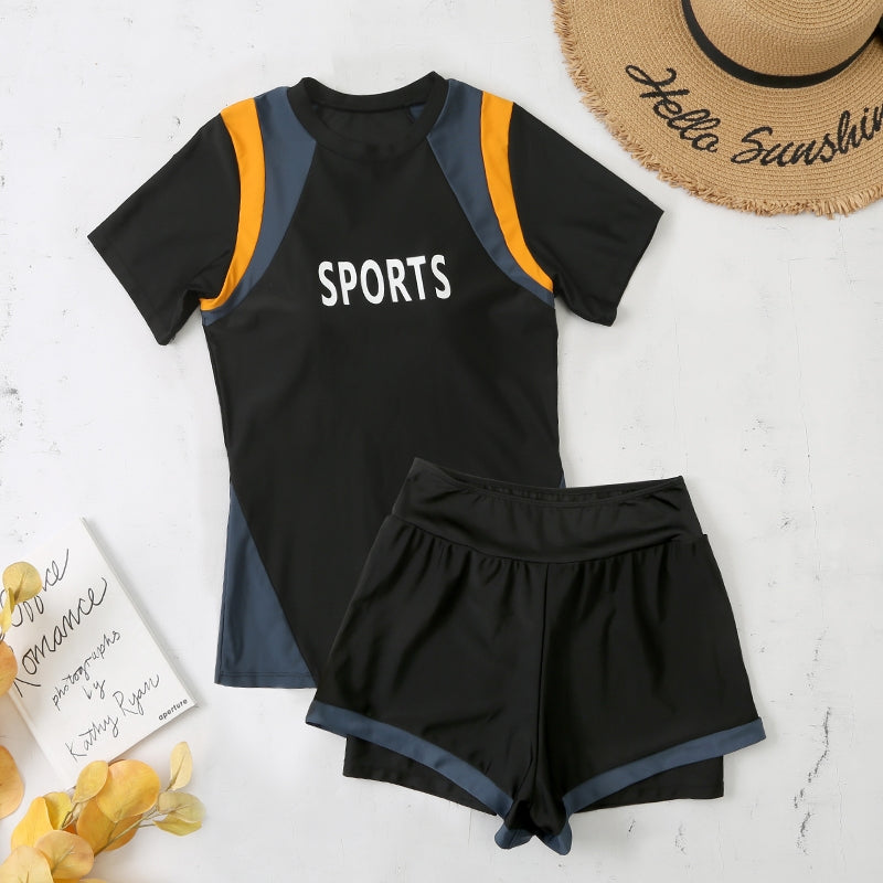 2-Piece holiday wear, Swimsuit, sport wear, black
