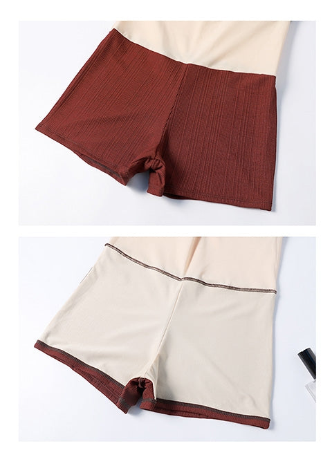 2-piece holiday wear, swimsuit, reddish brown