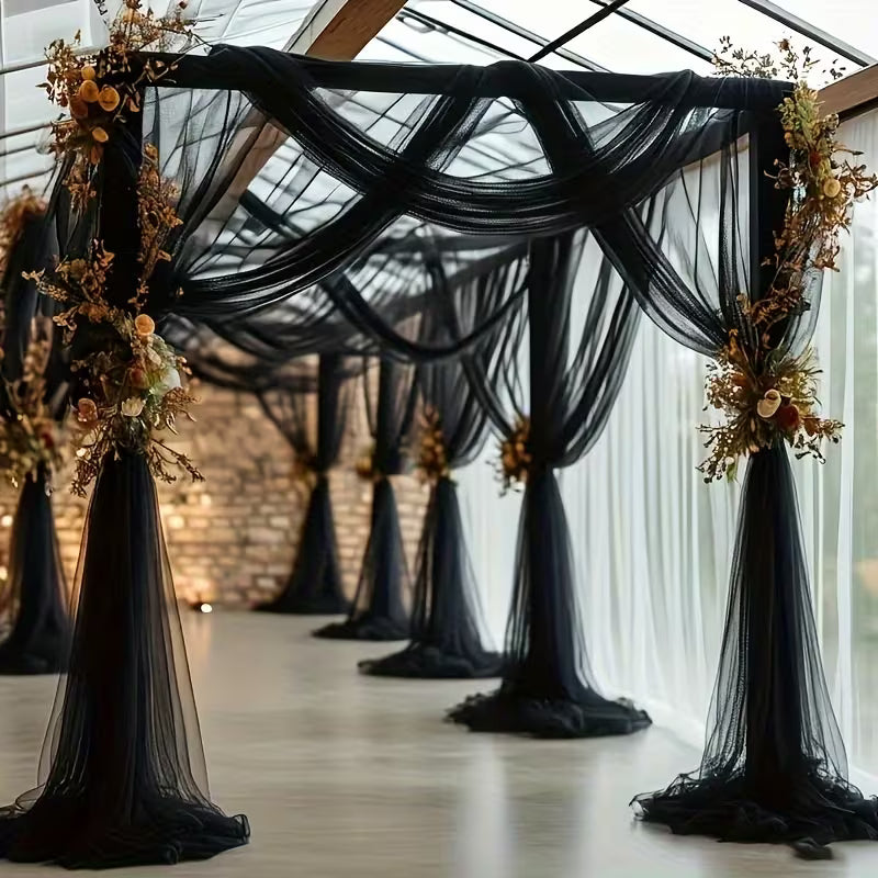 Black Polyester Tulle Draping Fabric