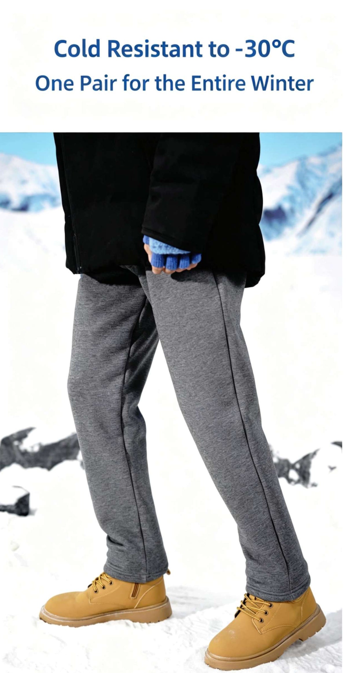 101.Student School Uniform Pants, Thickened Integrated Sherpa Fleece Lining, Boys and Girls Autumn/Winter Outdoor Sports Long Pants