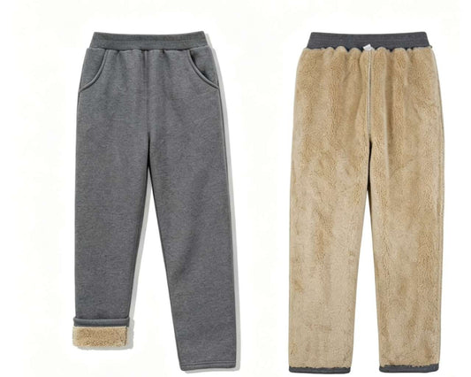 101.Student School Uniform Pants, Thickened Integrated Sherpa Fleece Lining, Boys and Girls Autumn/Winter Outdoor Sports Long Pants