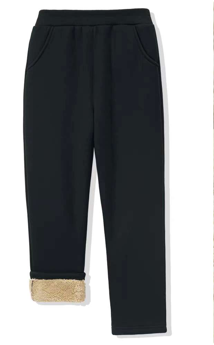 101.Student School Uniform Pants, Thickened Integrated Sherpa Fleece Lining, Boys and Girls Autumn/Winter Outdoor Sports Long Pants