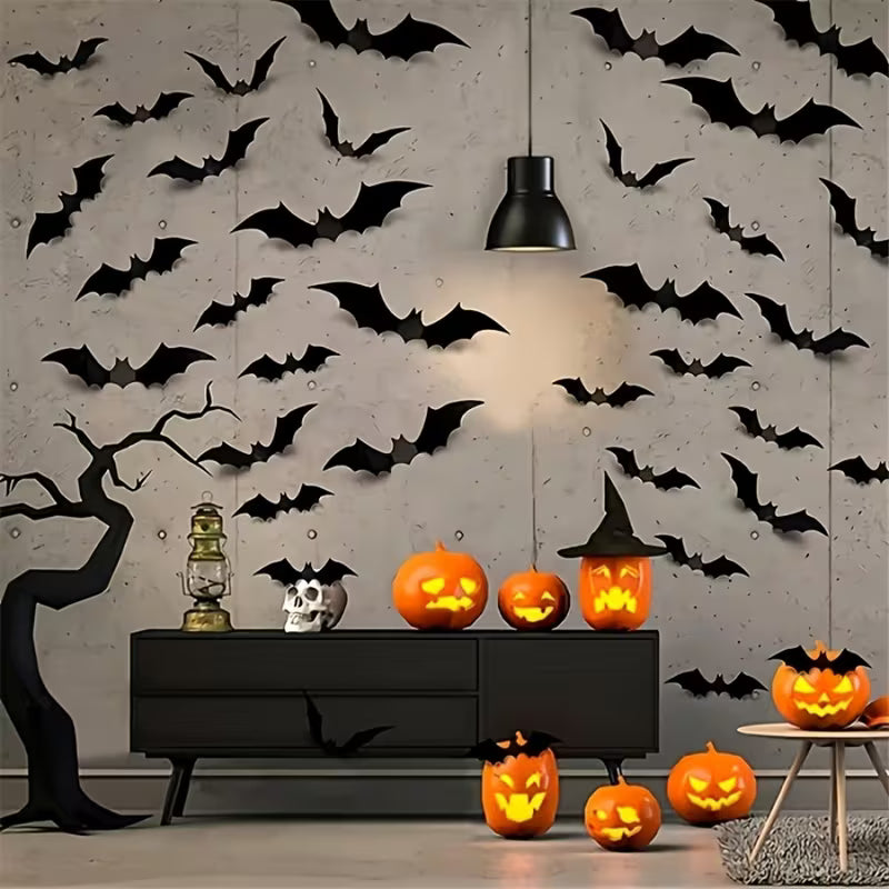 3D Black PET Bat Halloween Decorations