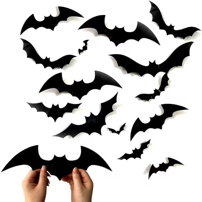 3D Black PET Bat Halloween Decorations