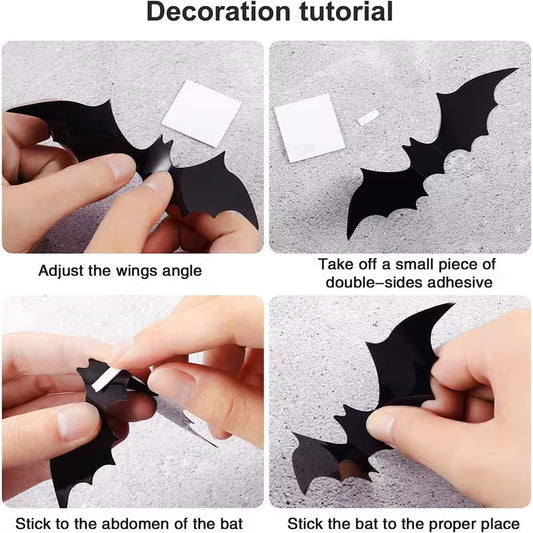 3D Black PET Bat Halloween Decorations
