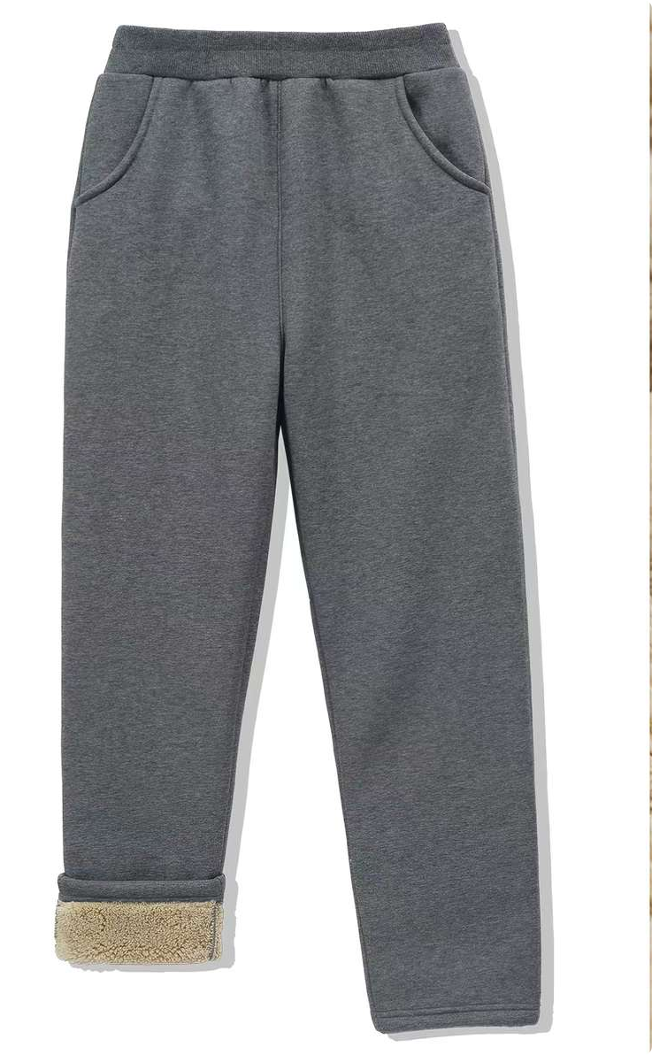 101.Student School Uniform Pants, Thickened Integrated Sherpa Fleece Lining, Boys and Girls Autumn/Winter Outdoor Sports Long Pants