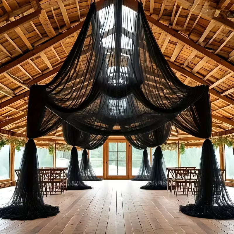 Black Polyester Tulle Draping Fabric