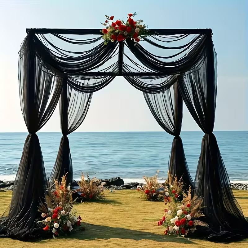 Black Polyester Tulle Draping Fabric