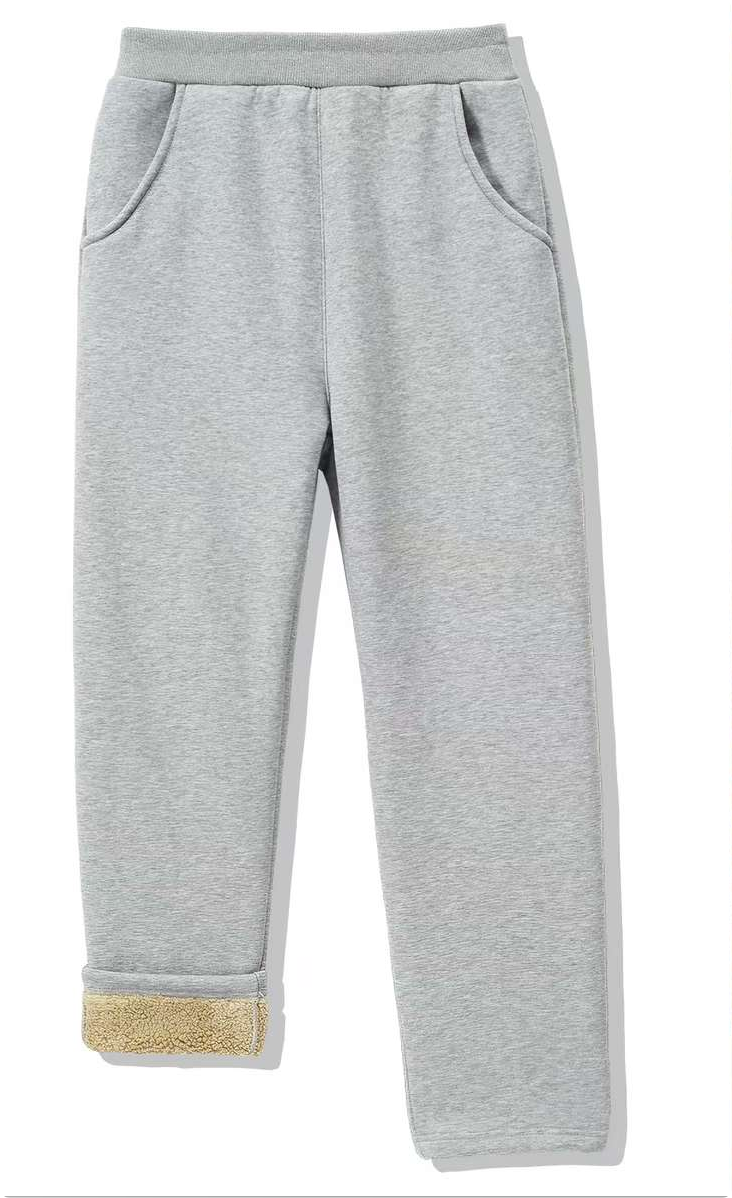 101.Student School Uniform Pants, Thickened Integrated Sherpa Fleece Lining, Boys and Girls Autumn/Winter Outdoor Sports Long Pants